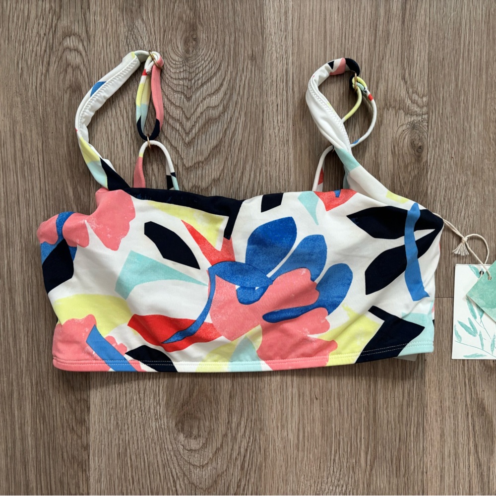 Carve Designs Floral Bandeau Bikini Top in Coral, Blue, Yellow, Black, White